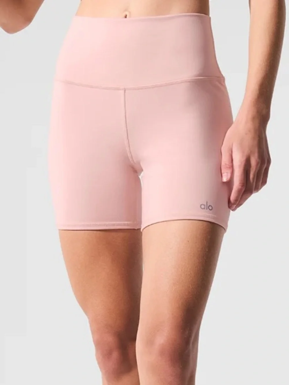 Alo Yoga 5” Airbrush High-Waist Biker Short in Pink Quarts